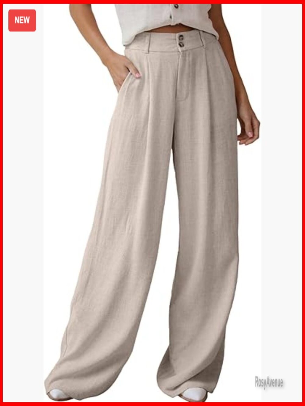 Linen Blend Wide Leg Palazzo Pants High Waisted Loose Fit Casual
